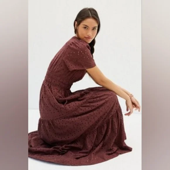 Anthropologie/Elegant Brown Maxi Dress - Picture 2 of 7